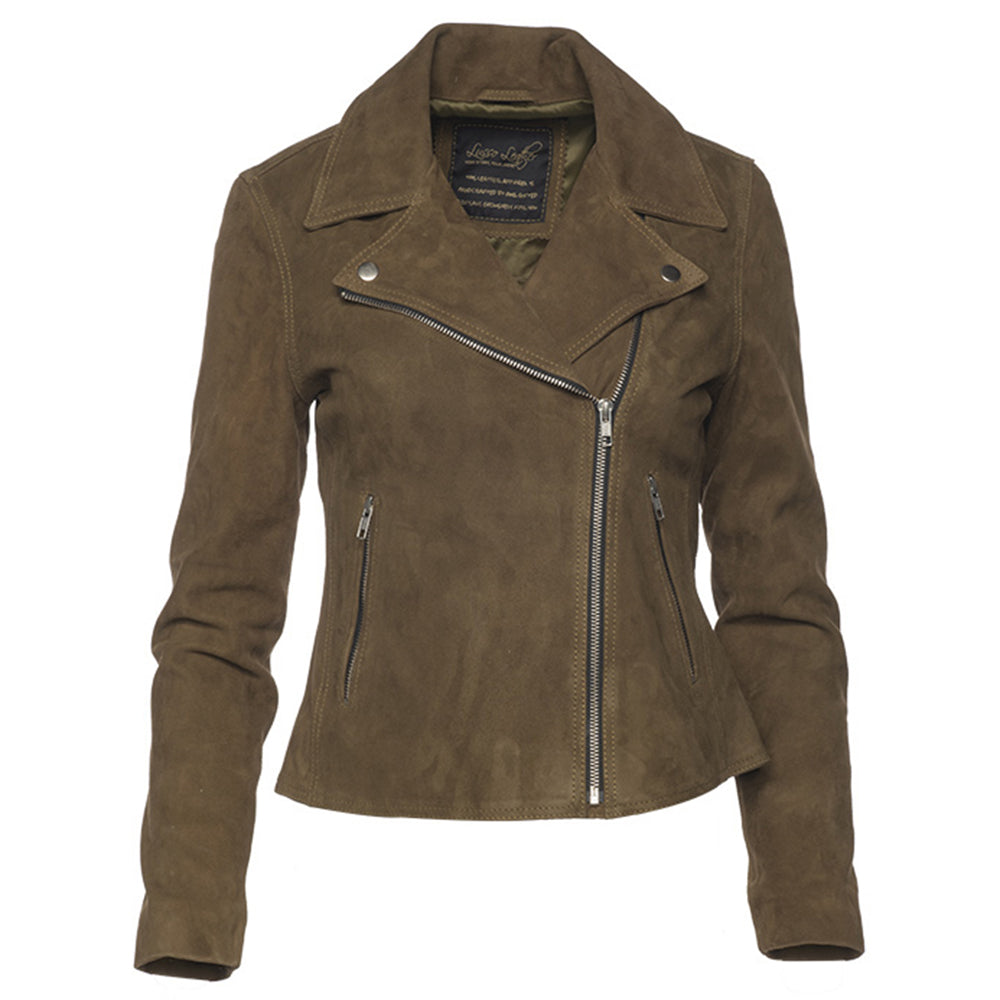 Suede Olive Leather high quality Jacket