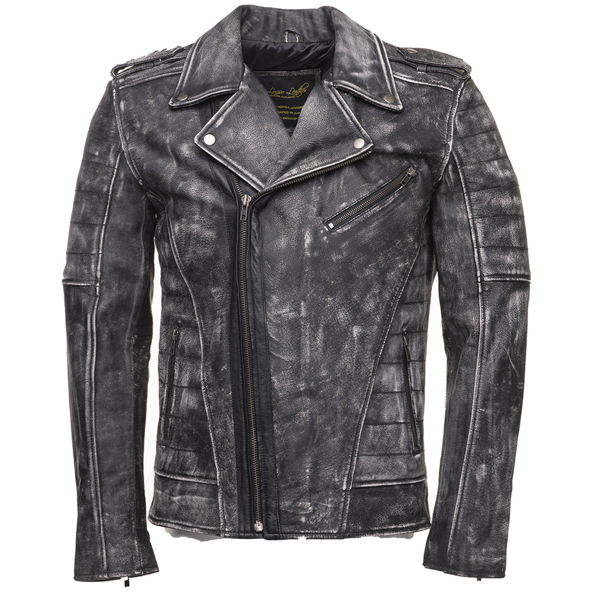 Mens Distressed Black Leather Biker Vest - The Leather Jacketer