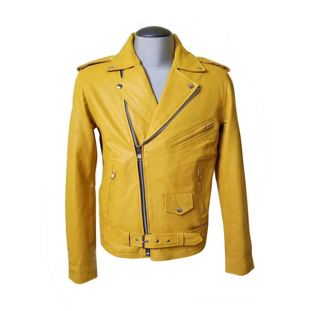 Men's Classic Baseball Leather Jacket [Yellow] – LeatherKloset