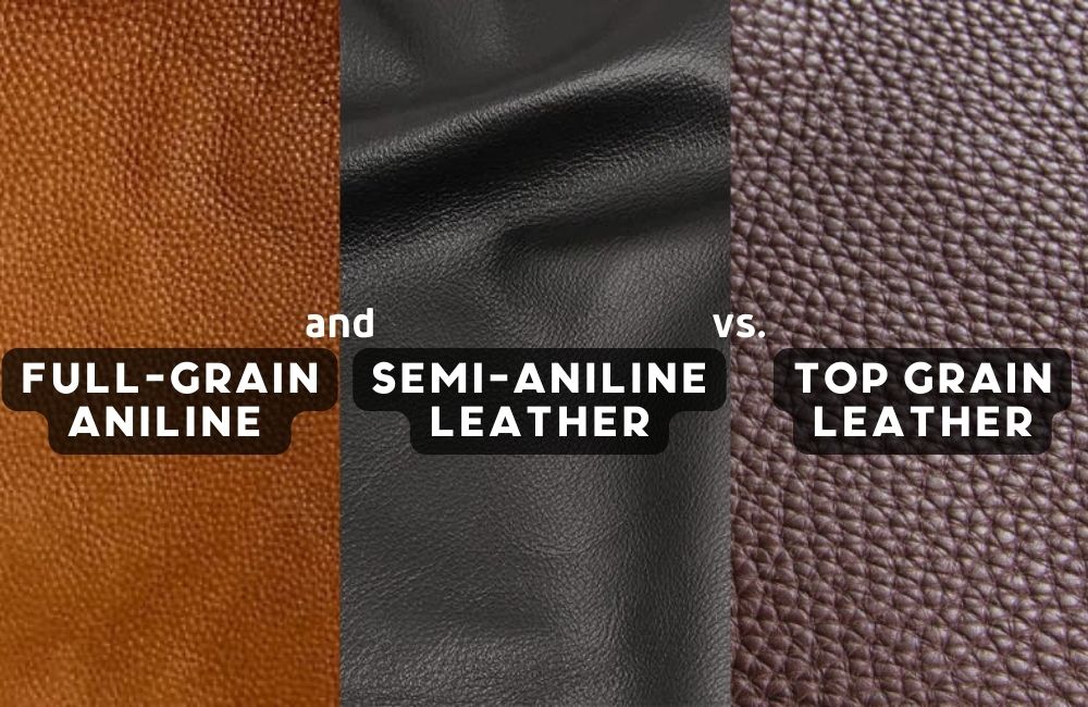 top grain semi aniline leather sofa