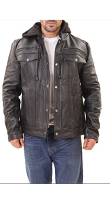 Mens Hooded Leather Jackets