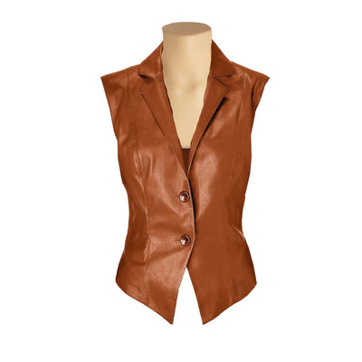 Women Tan Leather Vests