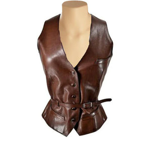 Women's Brown Leather Vest 