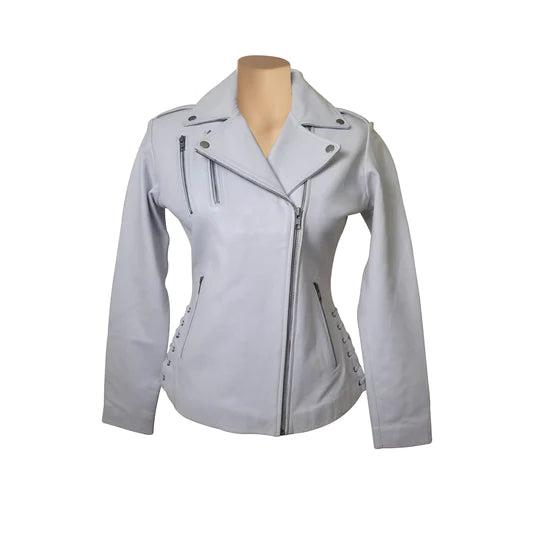 Women's White Biker Leather Jackets