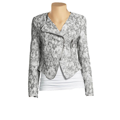 Womens Grey Biker Leather Jackets 