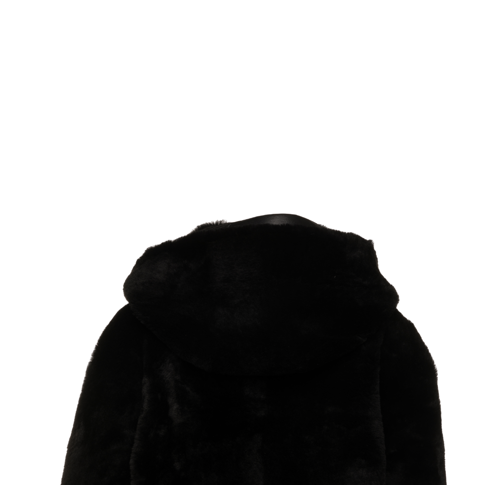 Avalon black oversize Reversible Sheepskin long coat