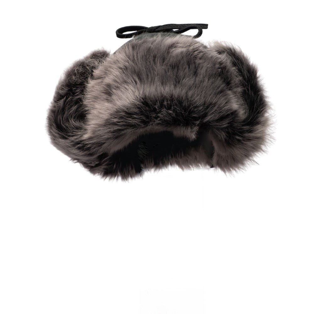 Silver fox fur and leather Aviator hat