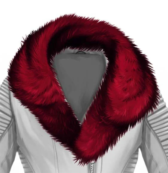 Large Fox Fur Shawl Collar Red
