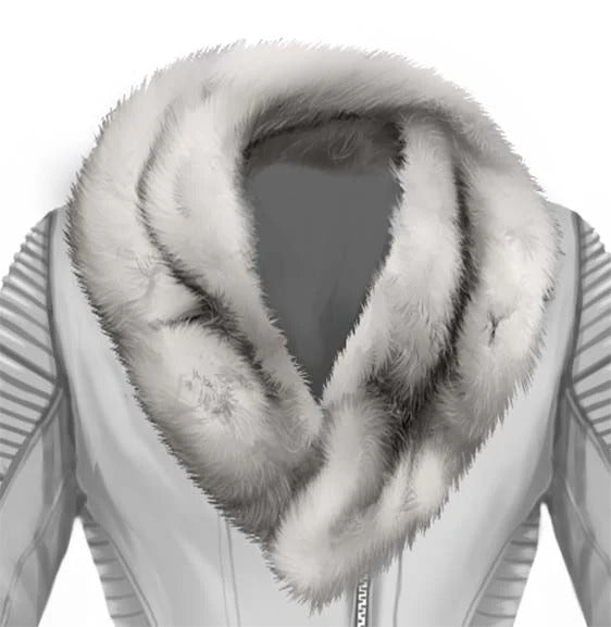 Large Fox Fur Shawl Collar Silver