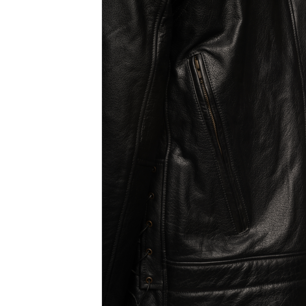 Flint Black double rider Motorcycle leather jacket
