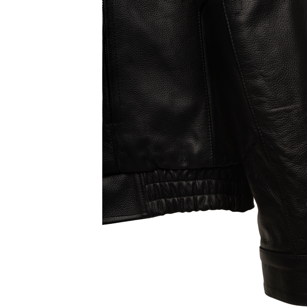 Huxley Black Motorcycle leather jacket with Storage pockets