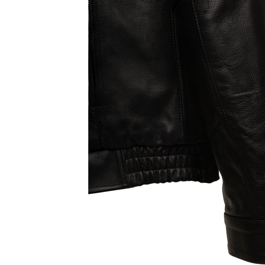 Huxley Black Motorcycle leather jacket with Storage pockets