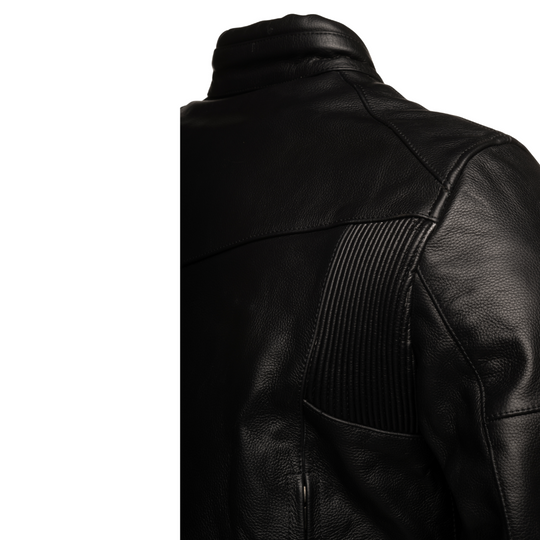 Huxley Black Motorcycle leather jacket with Storage pockets