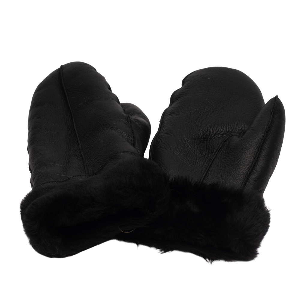 Black Sheepskin Mittens