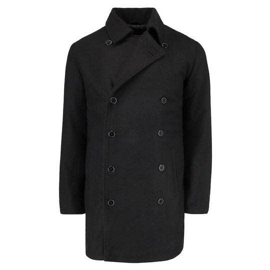 Elias black wool overcoat