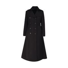 Kaia Black Long wool Trench coat