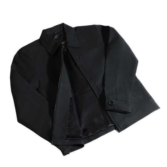 Zane matte black collared leather jacket