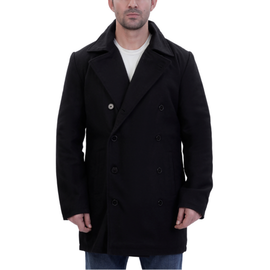 Elias black wool overcoat