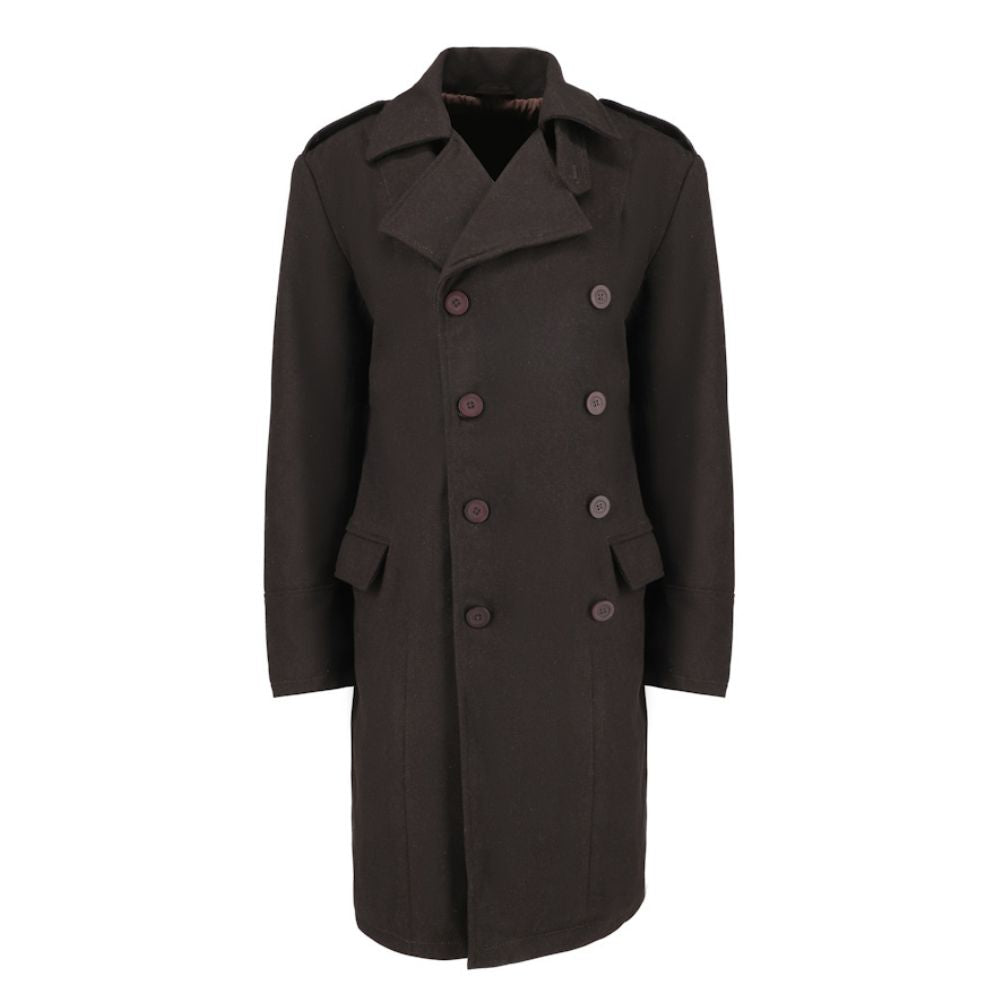 Adrian Brown wool trench coat