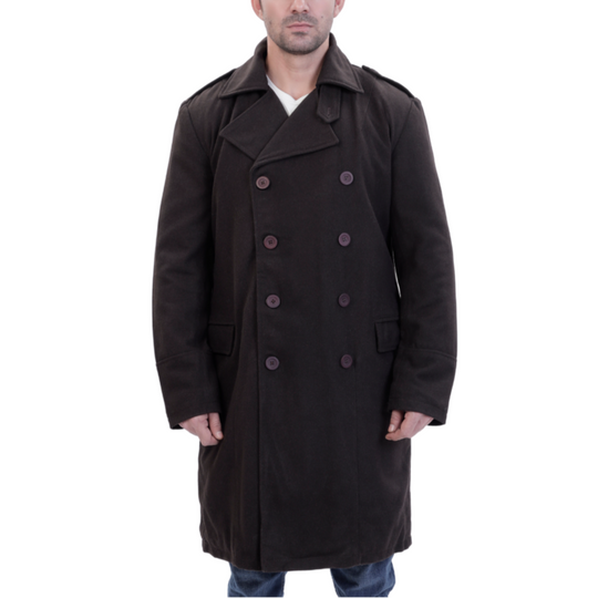 Adrian Brown wool trench coat