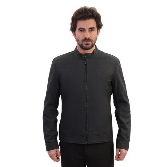 Tory matte black cafe racer jacket