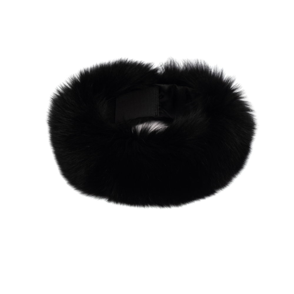 Black fox fur headband
