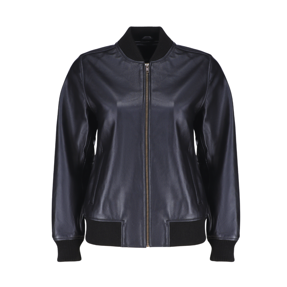 Navea Women's Black Bomber Leather Jacket