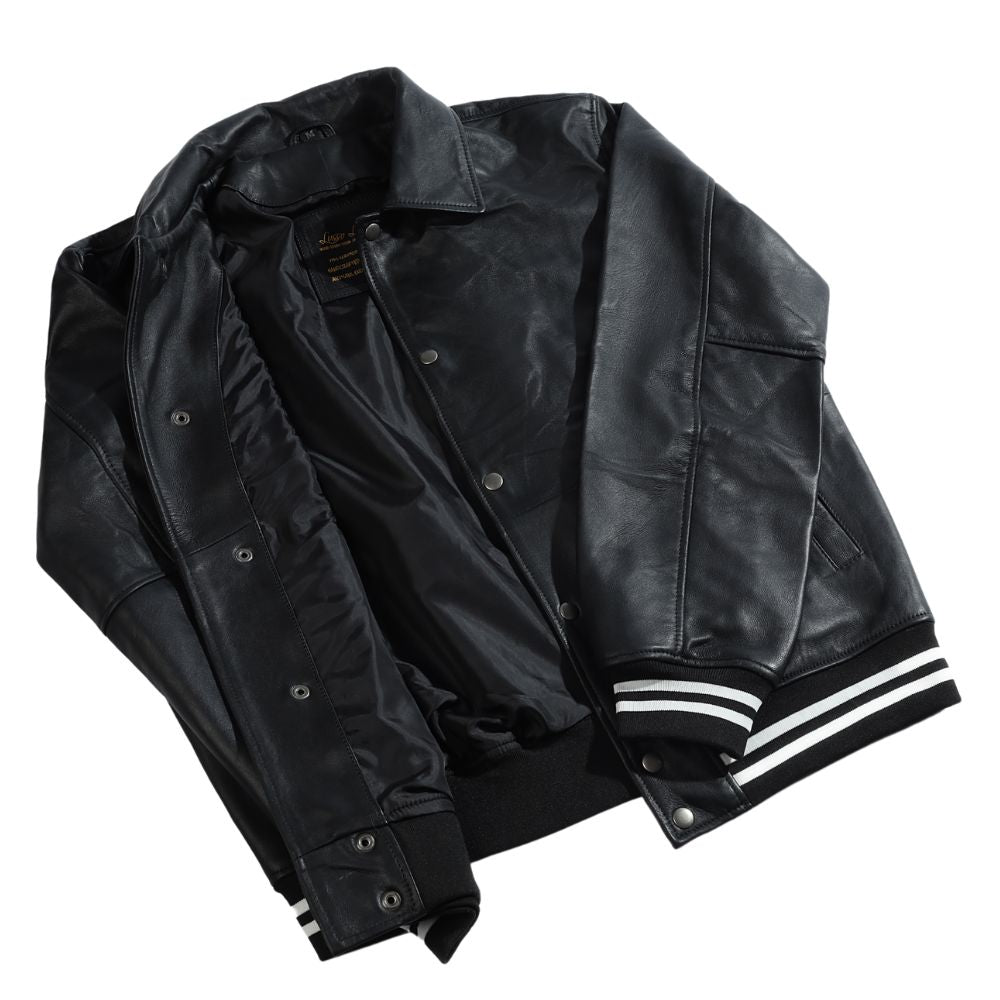 Ryder black varsity style leather jacket