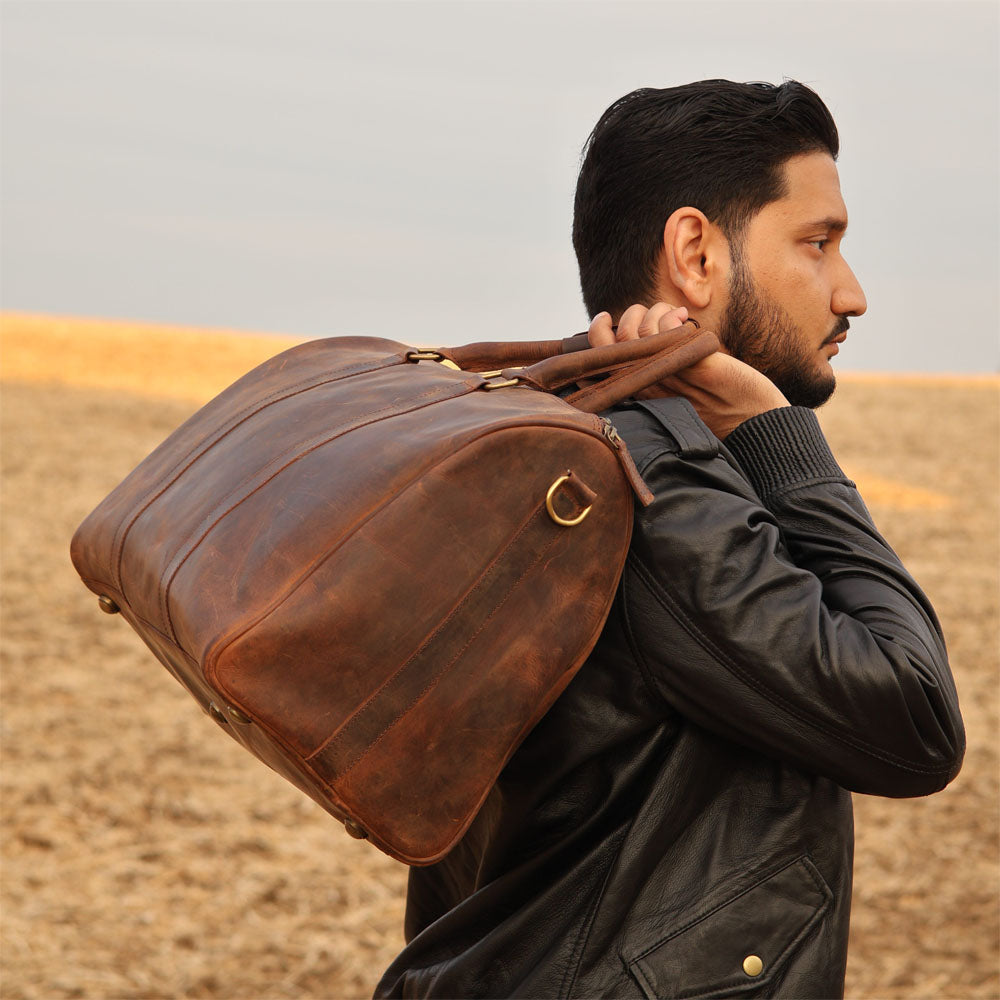 business travel duffel bag Vintage Leather Business Travel Duffel Bag