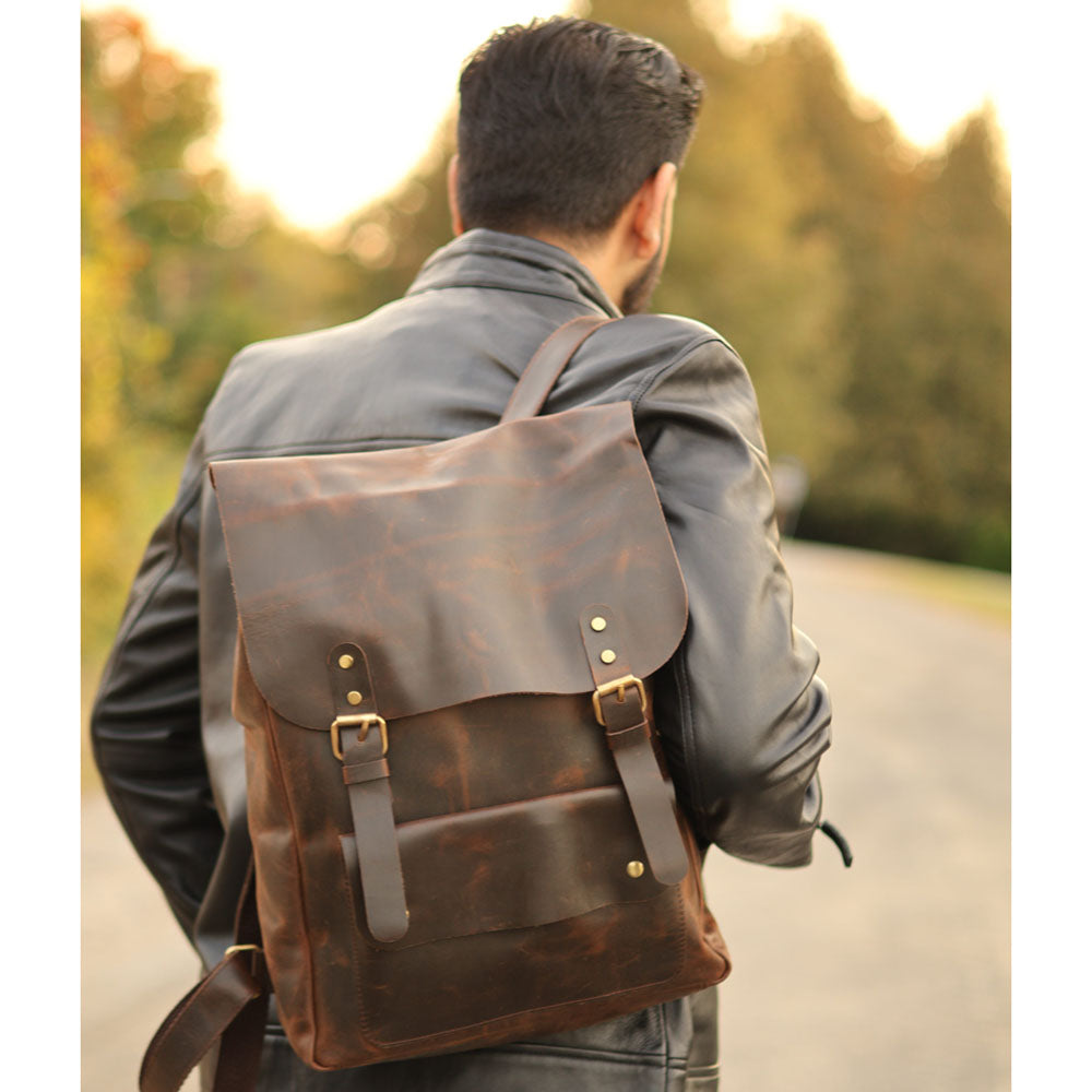 Vintage leather backpack buy full cow leather 70s leather backpack