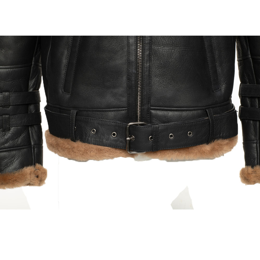 Black sheepskin aviator jacket hotsell