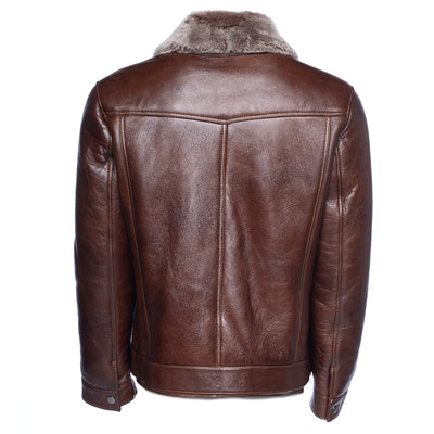 Dashiell brown trucker shearling jacket