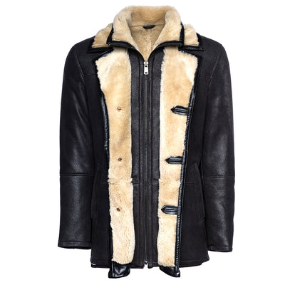 Alex's brown shearling driving coat