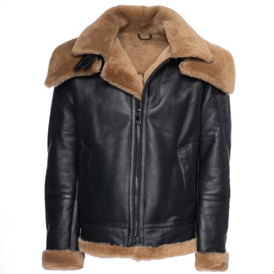 Graysen black Aviator bomber shearling jacket