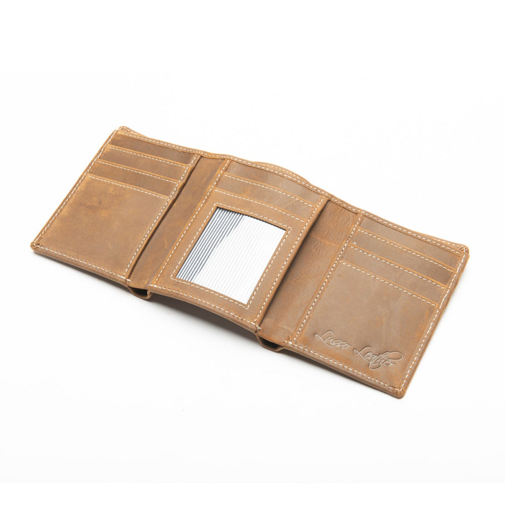 Brown tri-fold Leather wallet