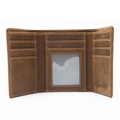 Brown tri-fold Leather wallet