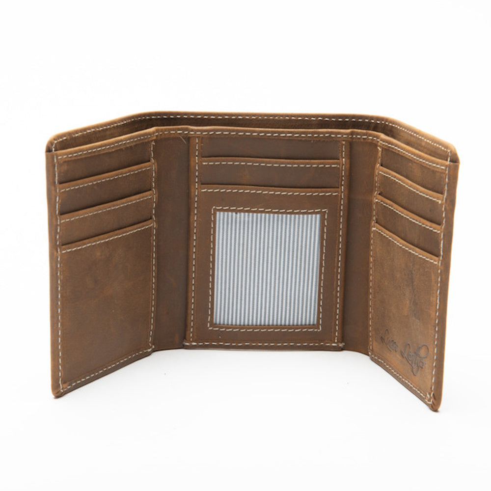 Brown tri-fold Leather wallet