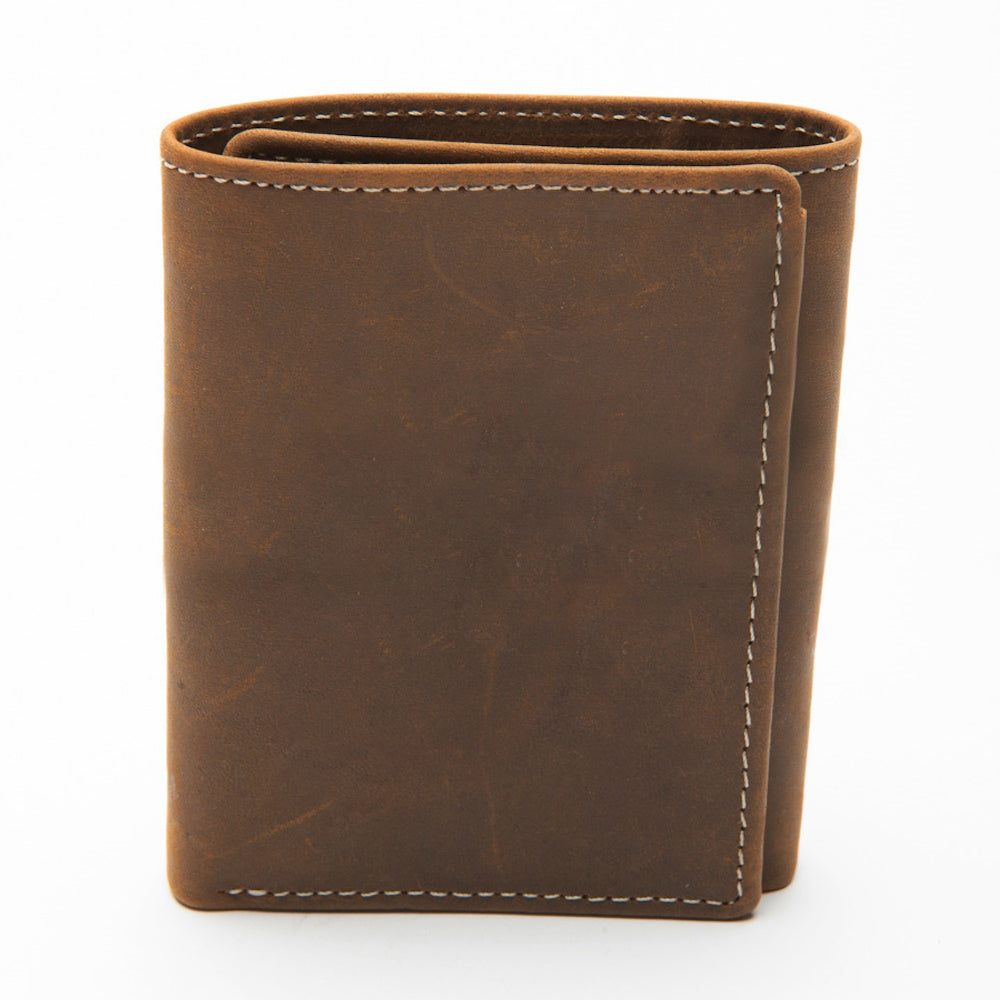 Brown tri-fold Leather wallet