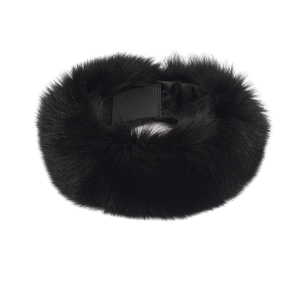 Black fox fur headband