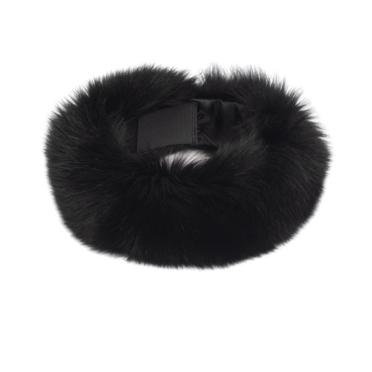 Black fox fur headband