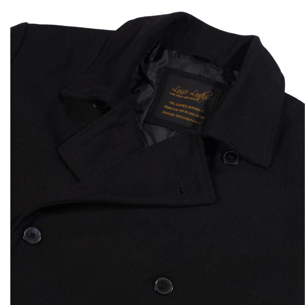 Elias black wool overcoat