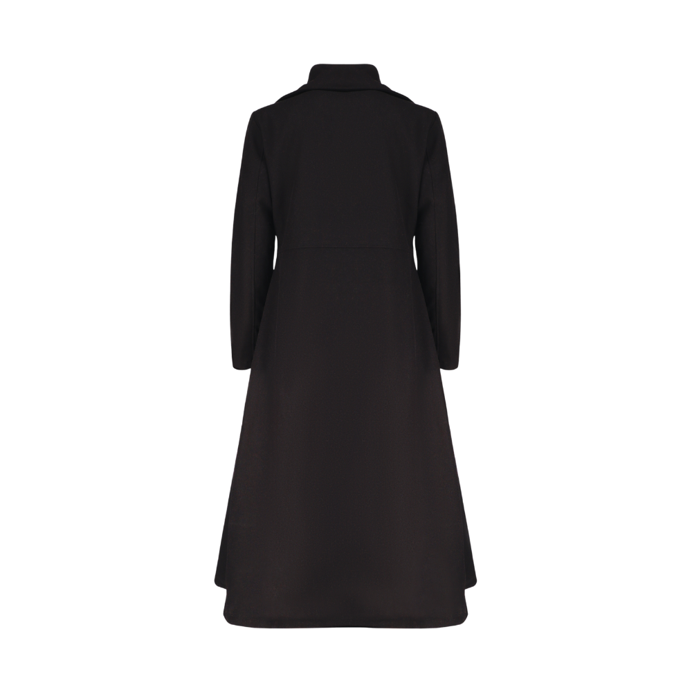 Kaia Black Long wool Trench coat