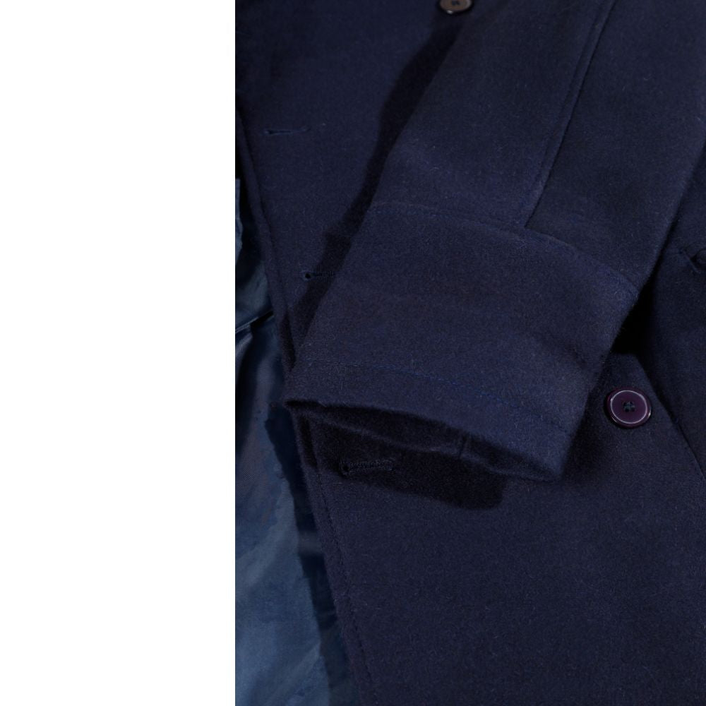 Lorenzo navy blue wool overcoat