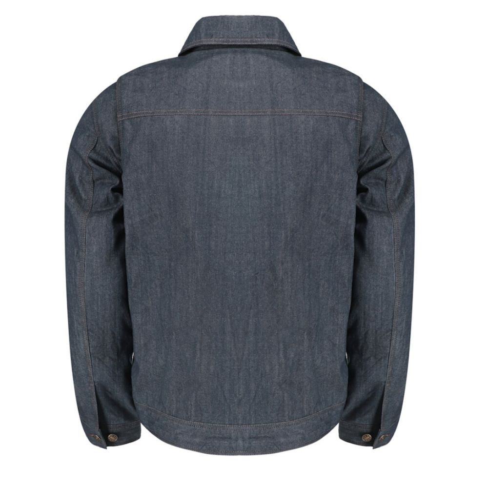 Julian blue denim motorcycle jacket with kevlar lining