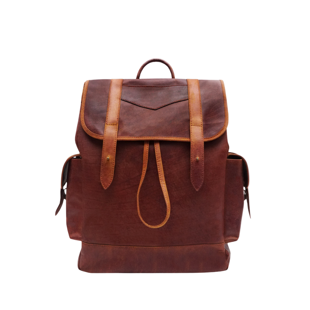 Cognac Brown Leather Backpack