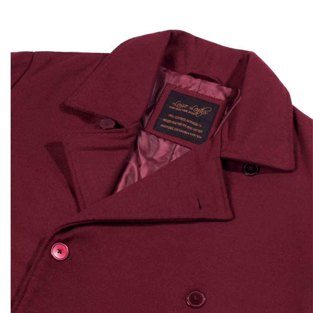 Dorian burgundy wool overcoat