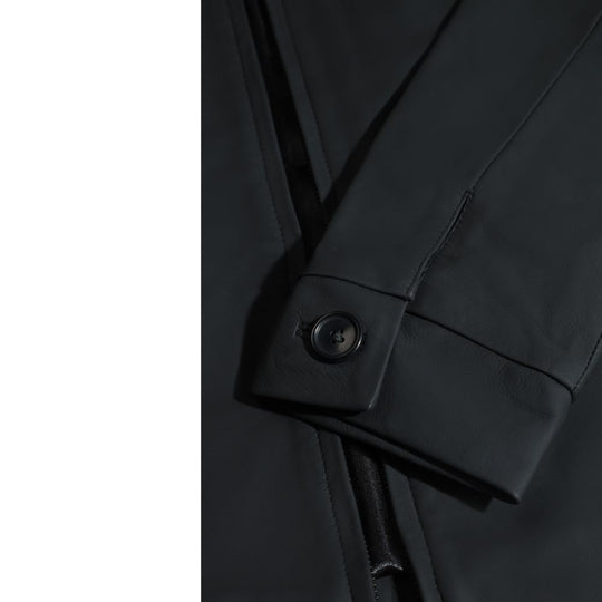 Zane matte black collared leather jacket