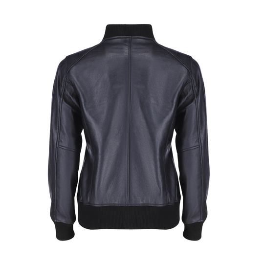Navea Women's Black Bomber Leather Jacket