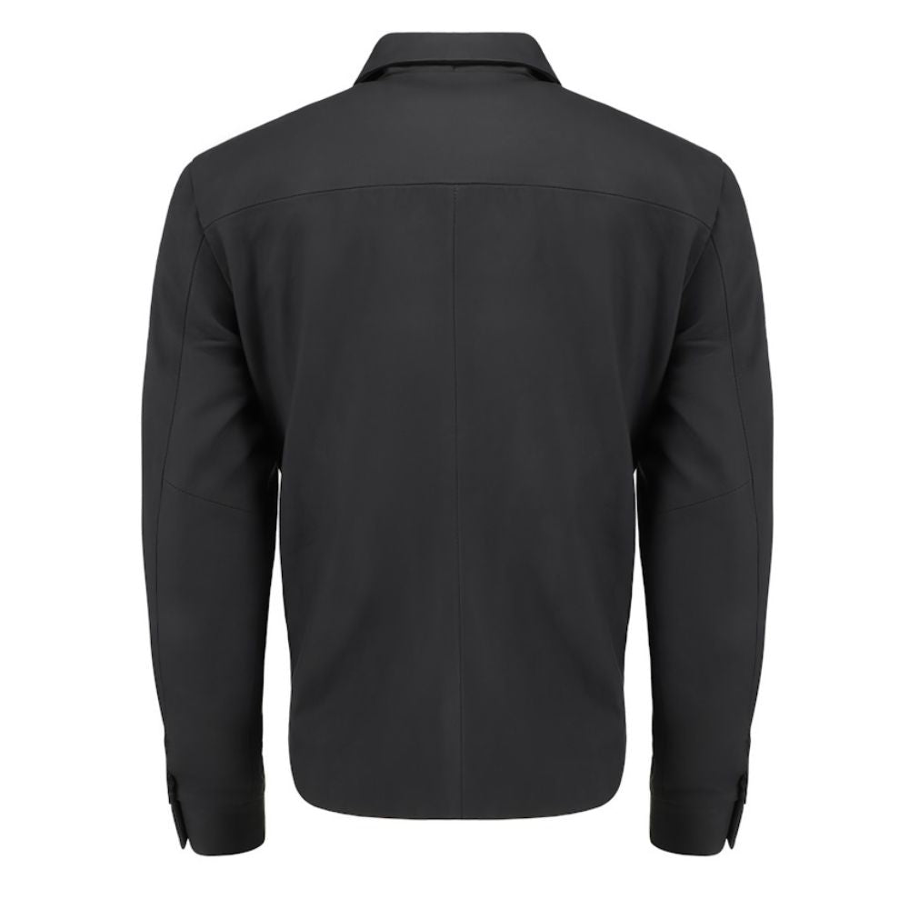 Zane matte black collared leather jacket
