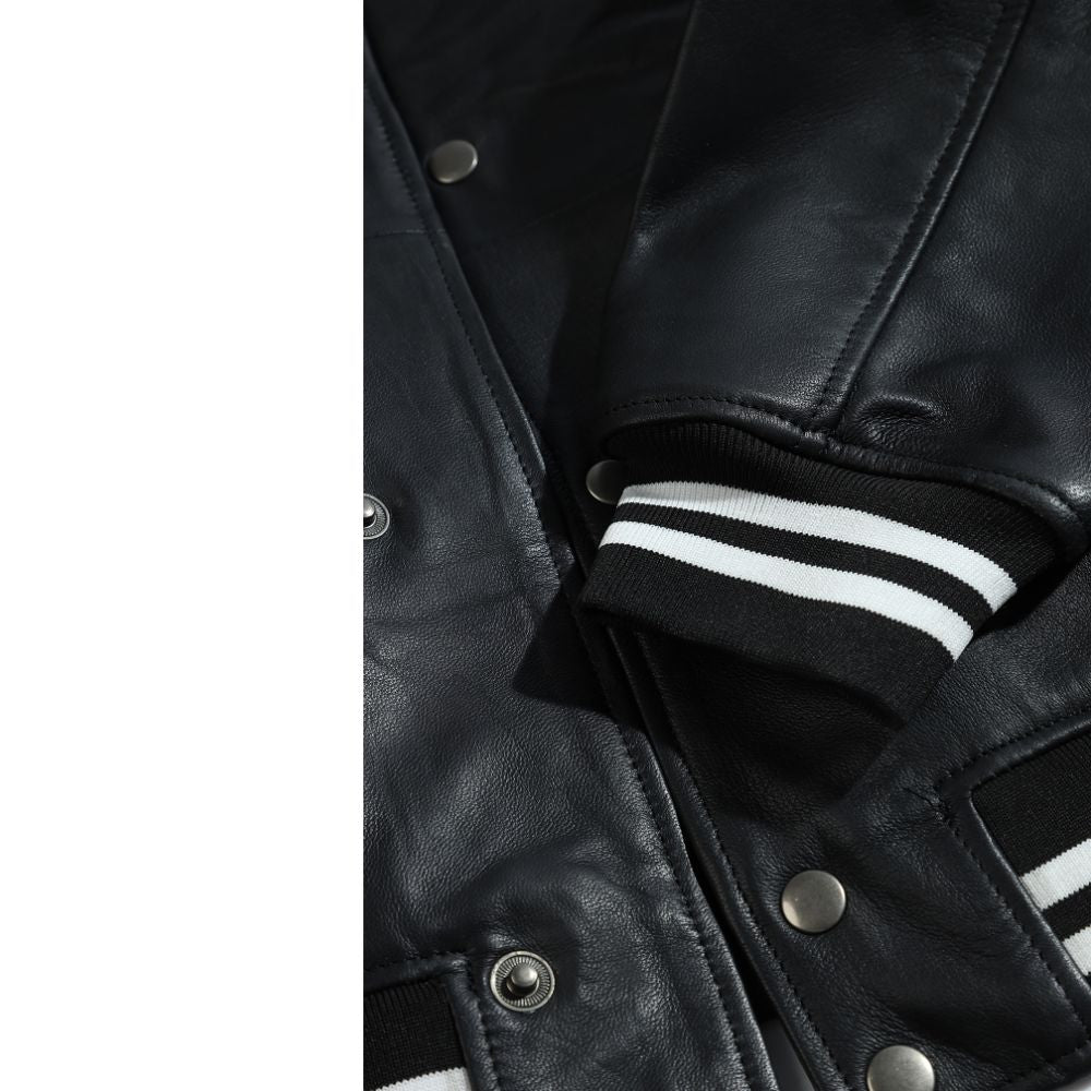 Ryder black varsity style leather jacket